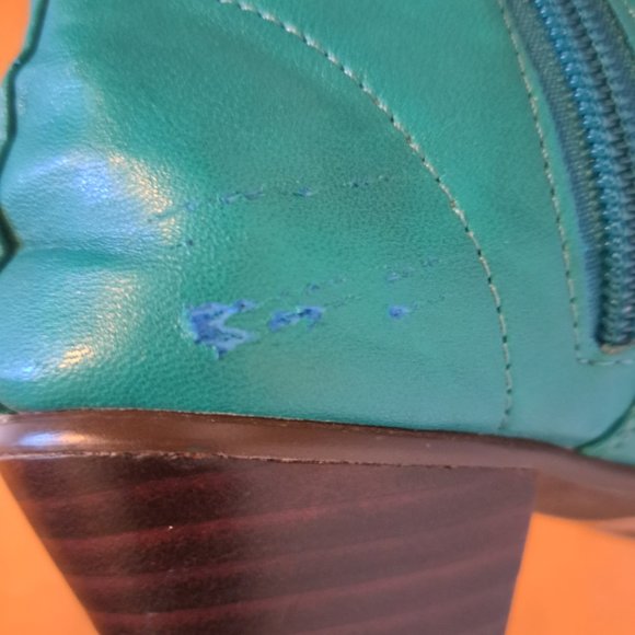 Teal Green Chelsea Crew Heeled Lace Up Ankle Booties With Zip - Picture 8 of 9